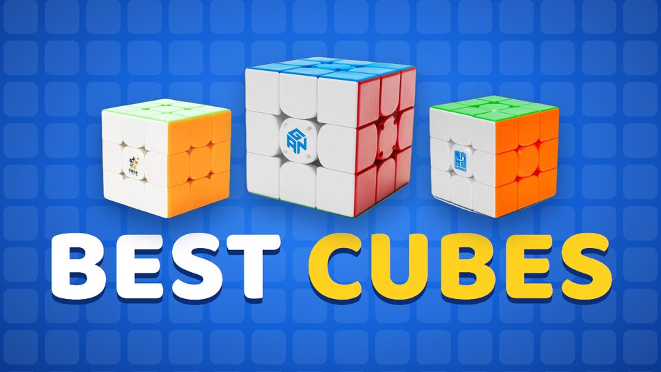 Three speed cubes over the words Best Cubes